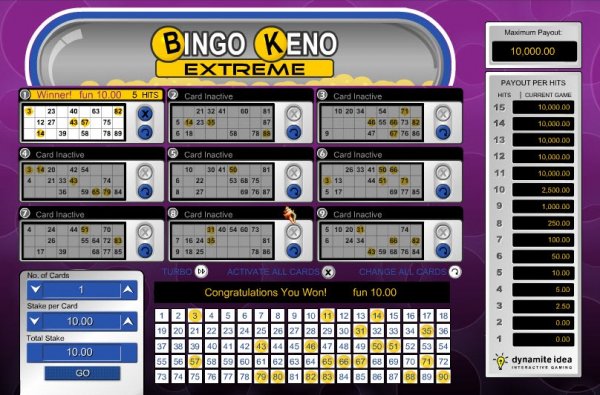 Bingo Keno Extreme 1 Card