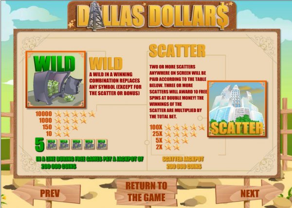 Dallas Dollar$  Wild & Scatter
