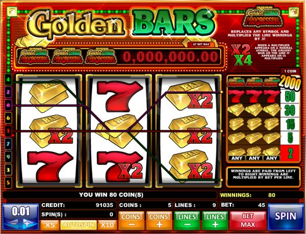 Golden Bars Paylines