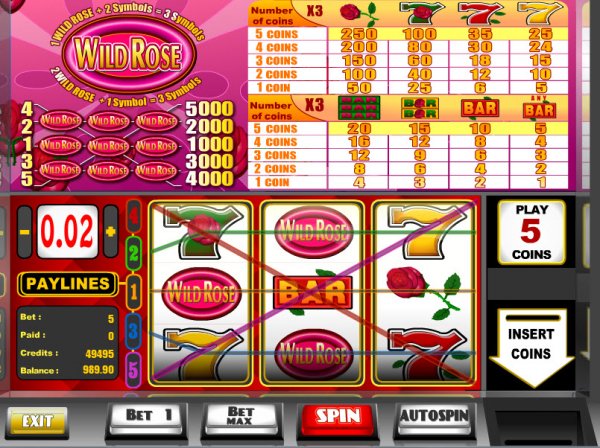 Wild Rose Slots Bet Low