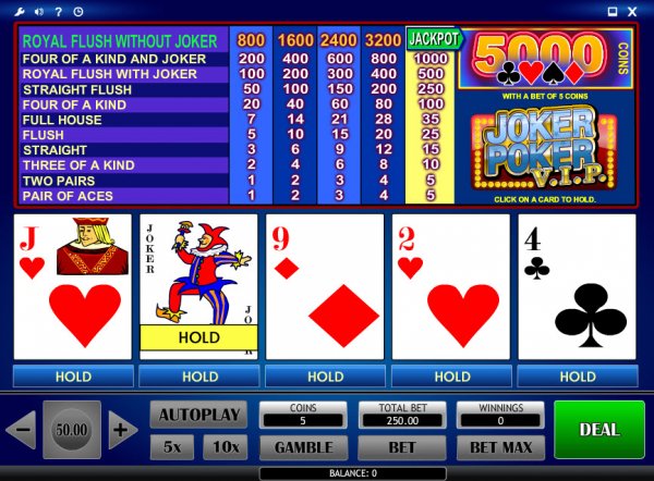 Joker Poker V.I.P. Video Poker Game