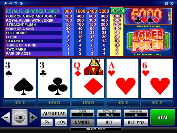 Joker Poker Video Poker Game