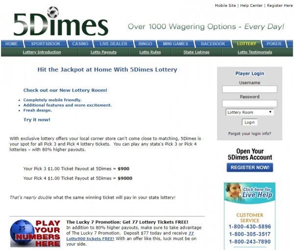 5dimes lottery site